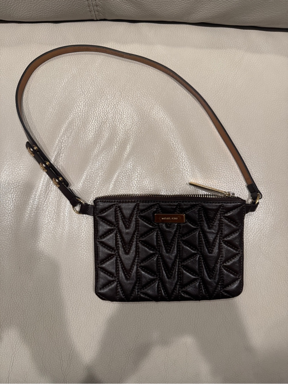 Michael Kors Quilted Leather belt Bag with Gold Hardware